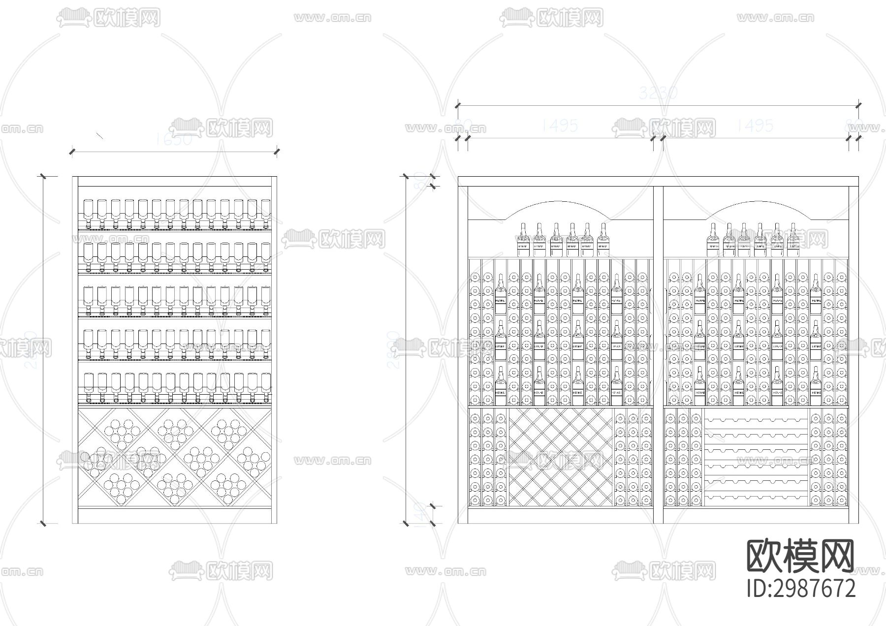 实木酒柜cad图库下载（渲染图6）