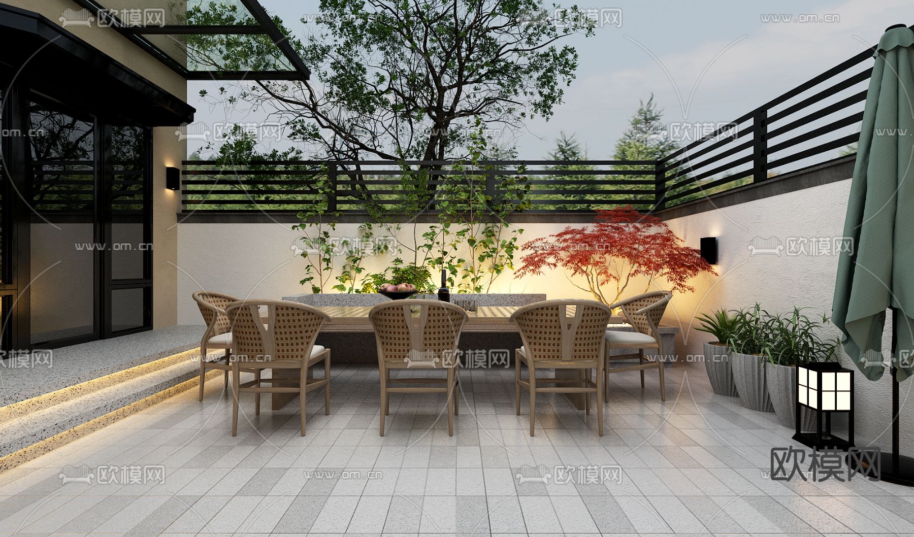 别墅庭院 花园3d模型下载（渲染图2）