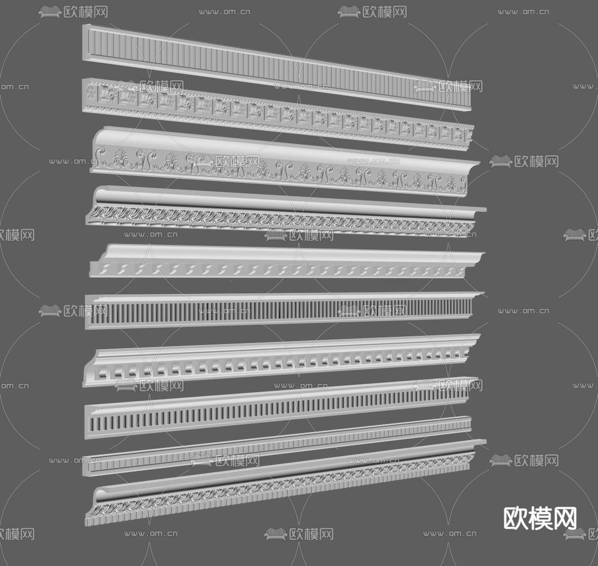 法式线条 石膏线su模型下载（渲染图1）