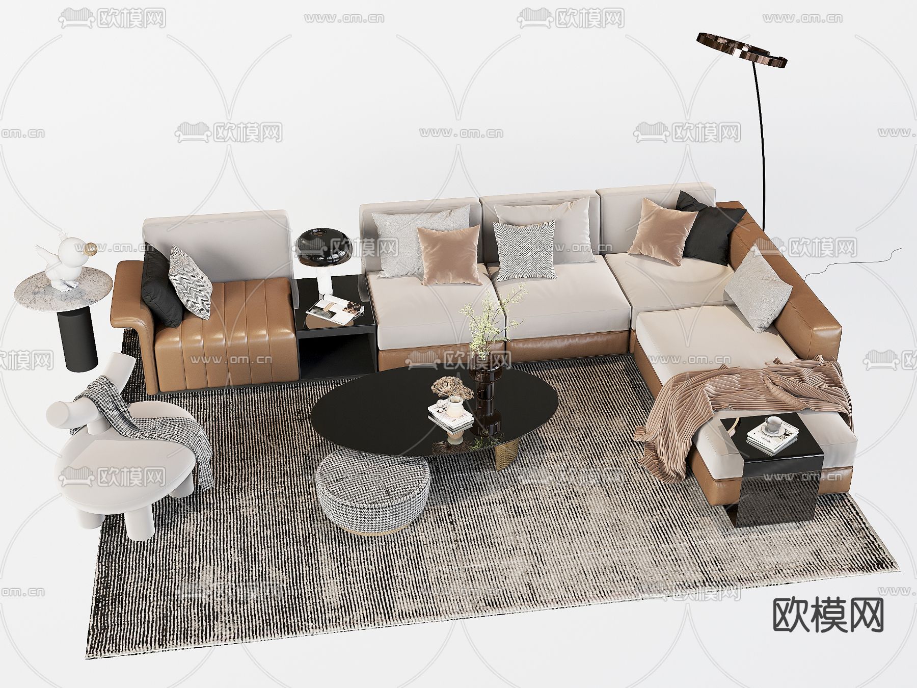 现代组合沙发 转角沙发3d模型下载