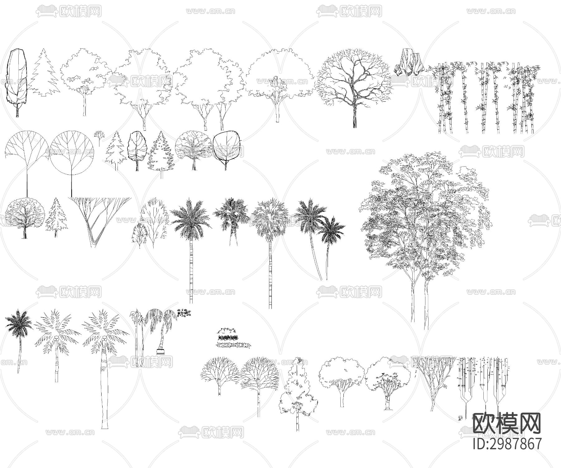 最新植物景观图块cad图库下载（渲染图4）