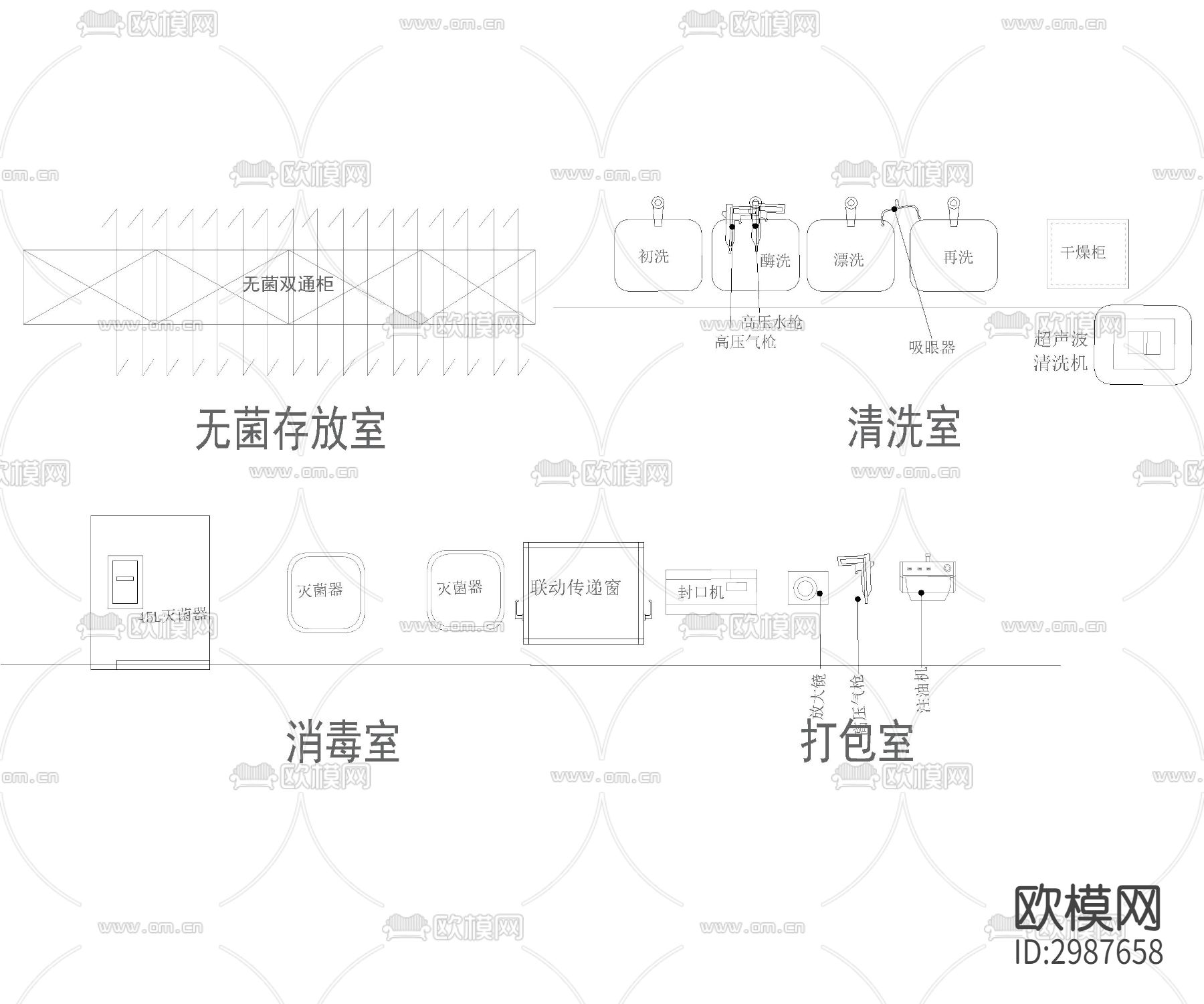牙科口腔医院设备cad图库下载（渲染图2）