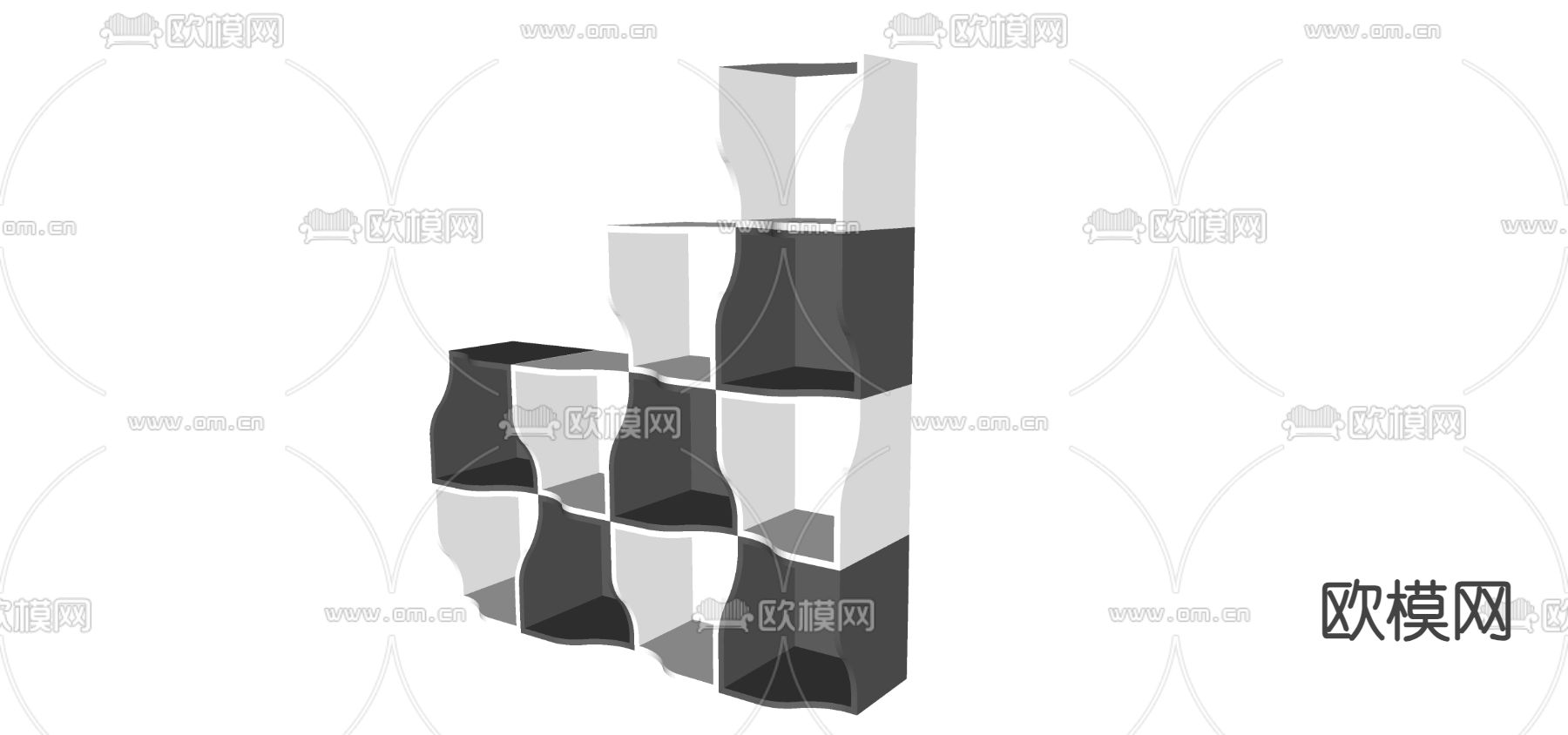 书架柜子su模型下载（渲染图3）