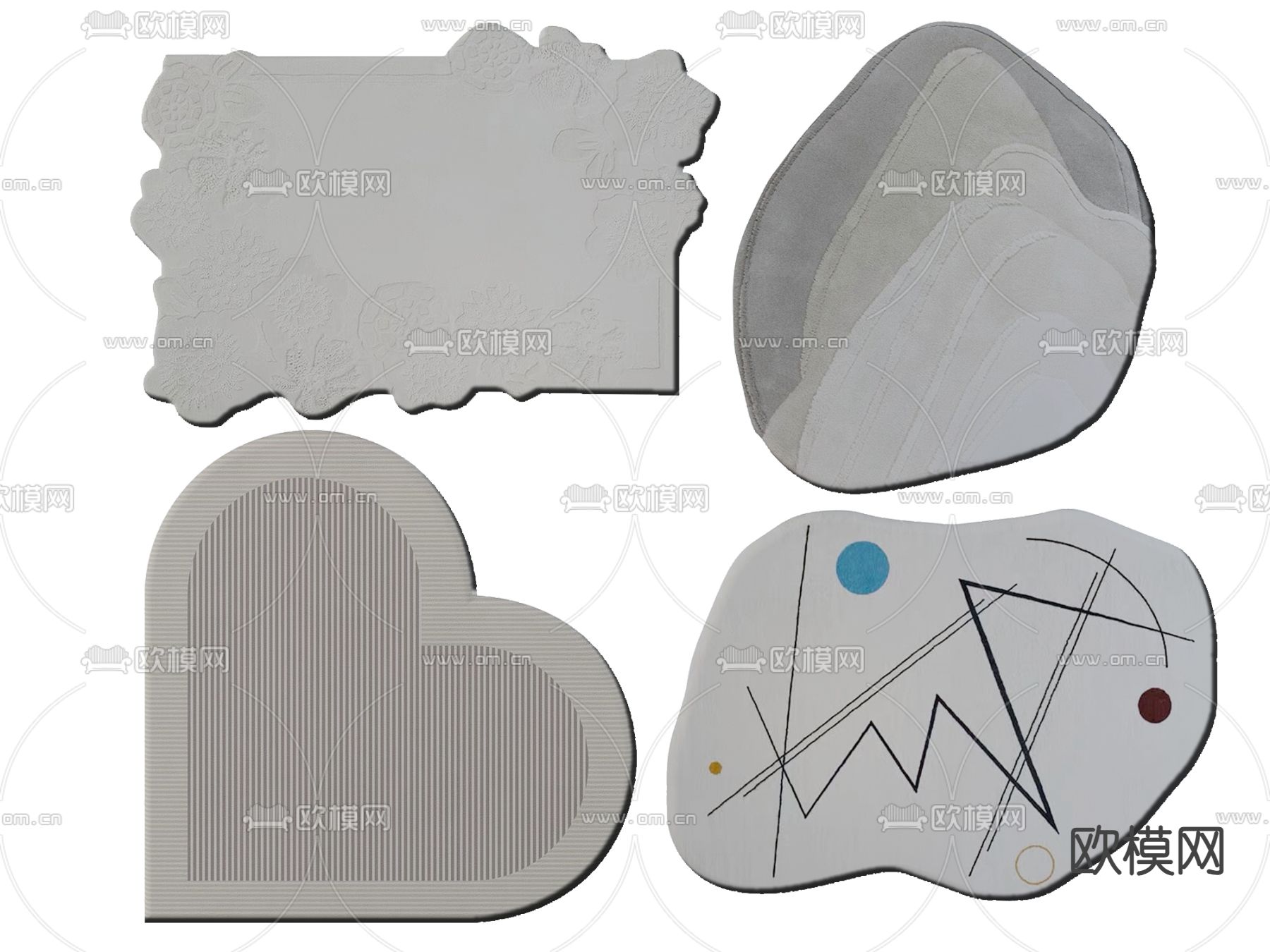 异形地毯 不规则地毯3d模型下载