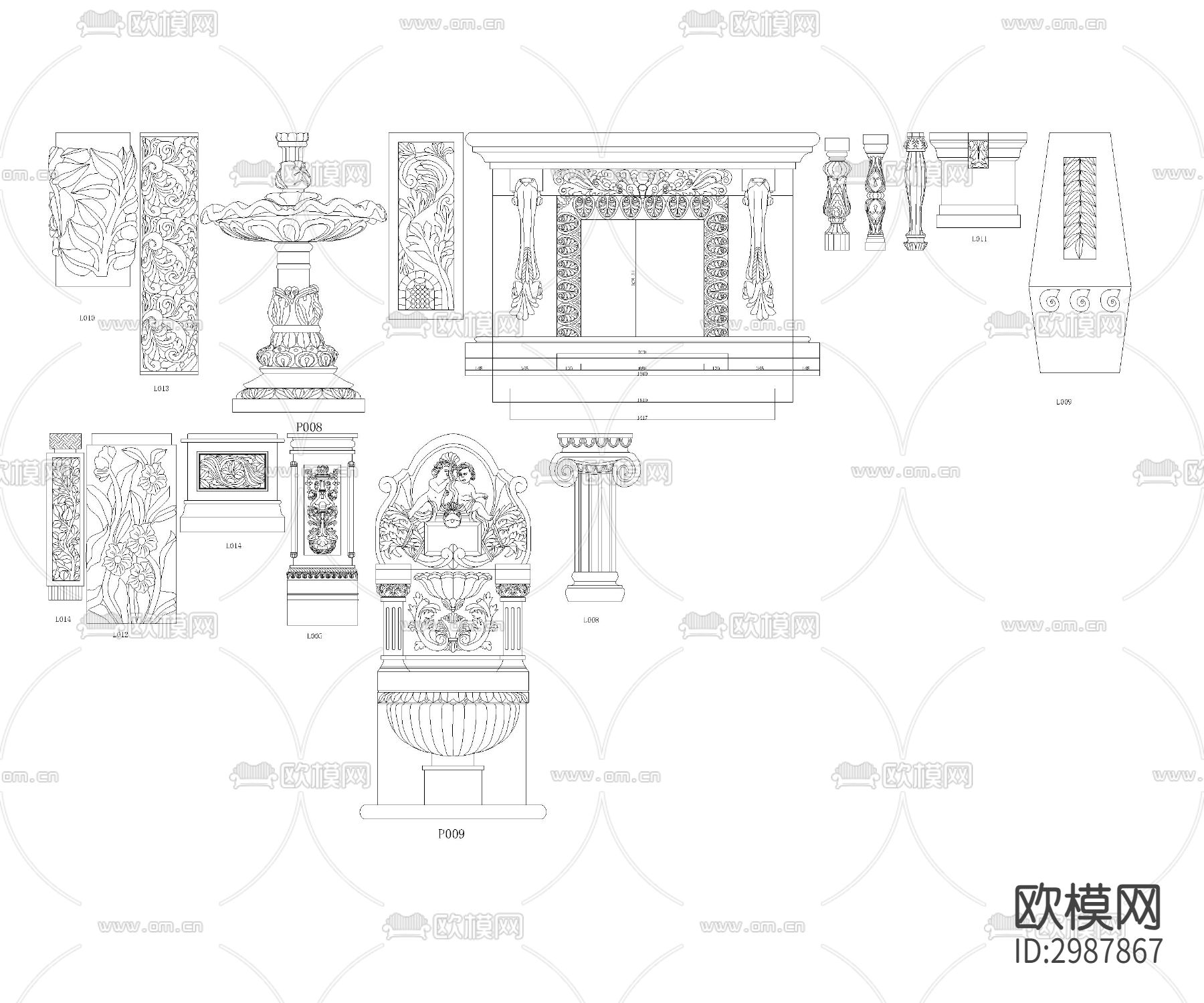 最新植物景观图块cad图库下载（渲染图2）