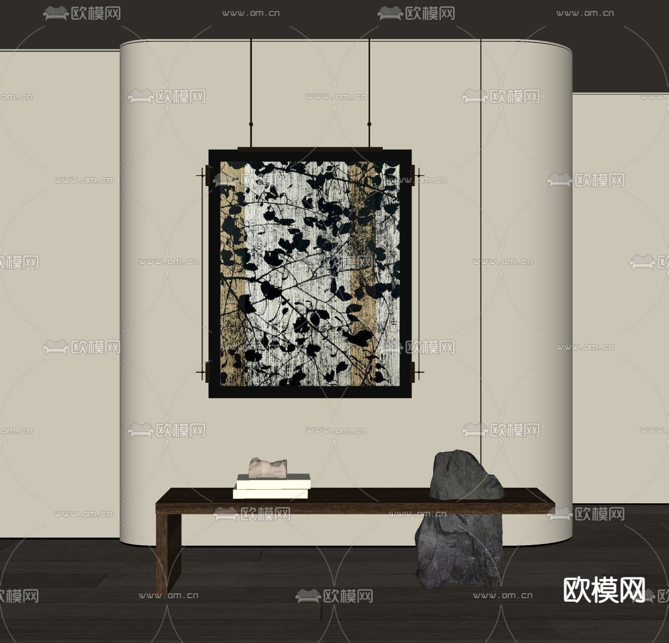 侘寂风装饰画 挂画su模型