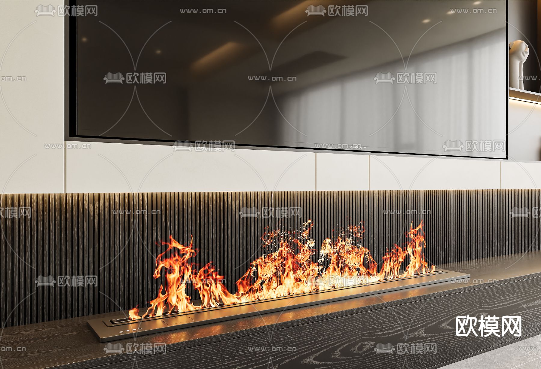 嵌入式壁炉 火焰3d模型下载