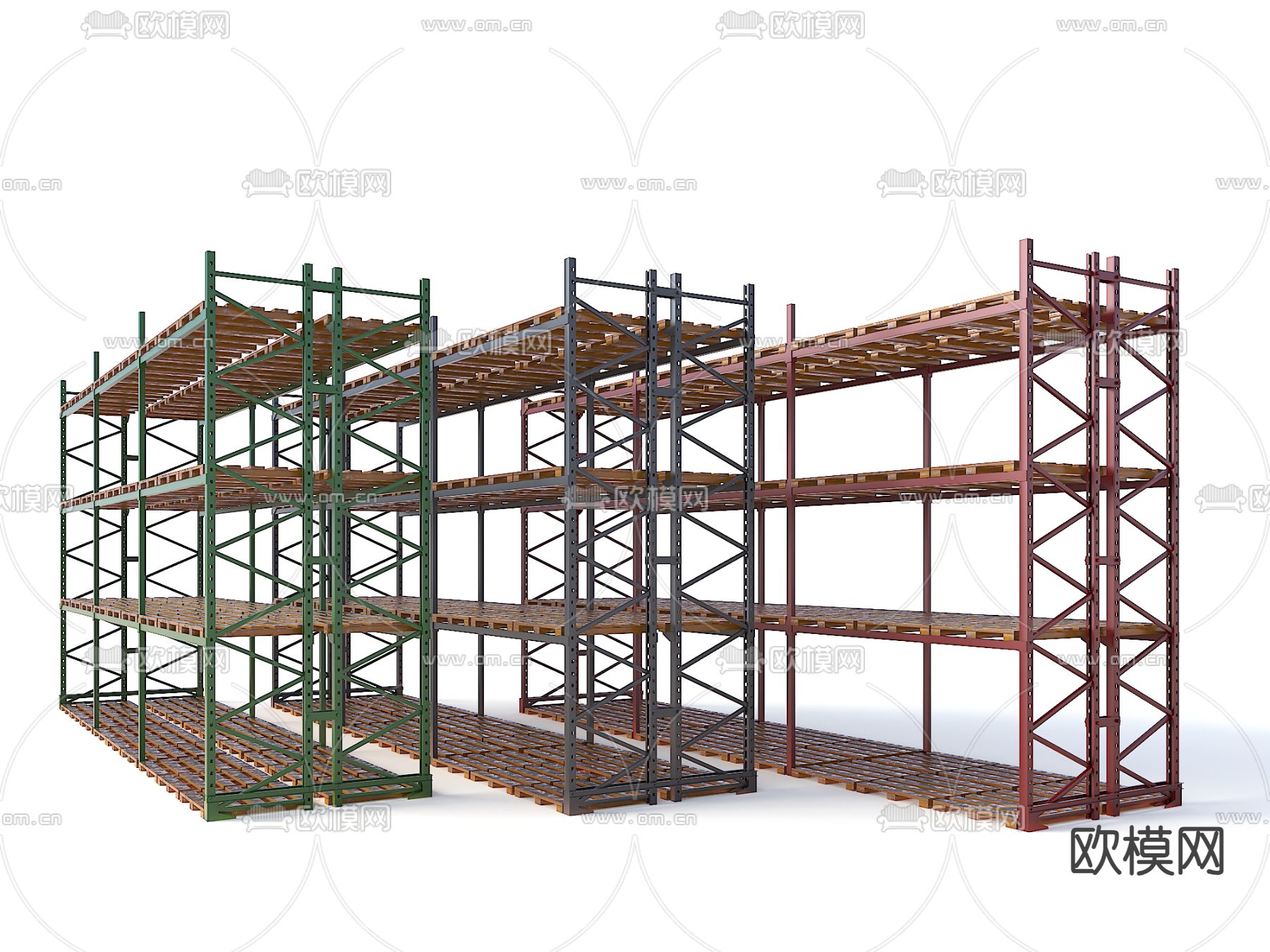仓库货架 仓储架 铁架3d模型下载