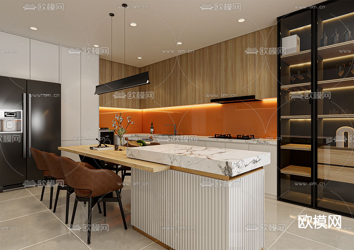 现代别墅客厅su模型下载（渲染图2）