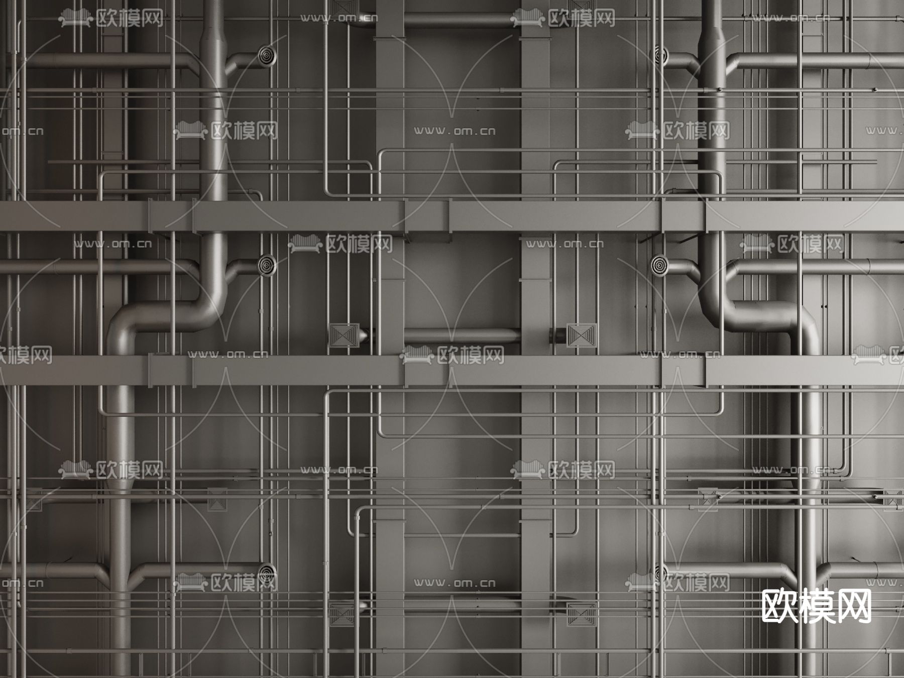 通风管道天花 工业风吊顶3d模型下载