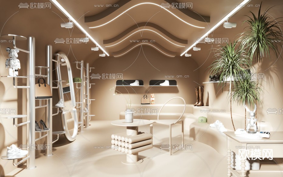 奶油风鞋店 包包店3d模型下载