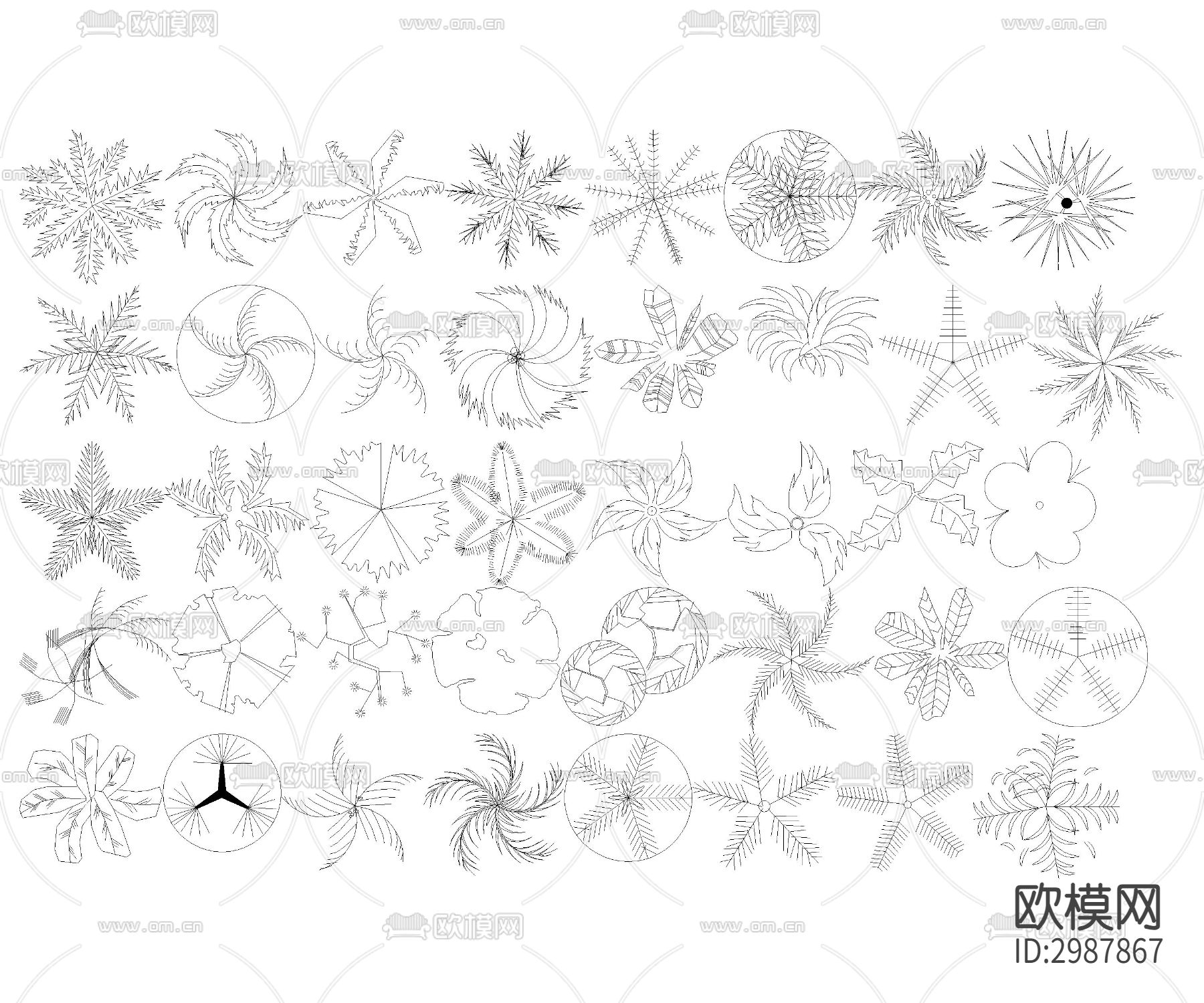 最新植物景观图块cad图库下载（渲染图1）