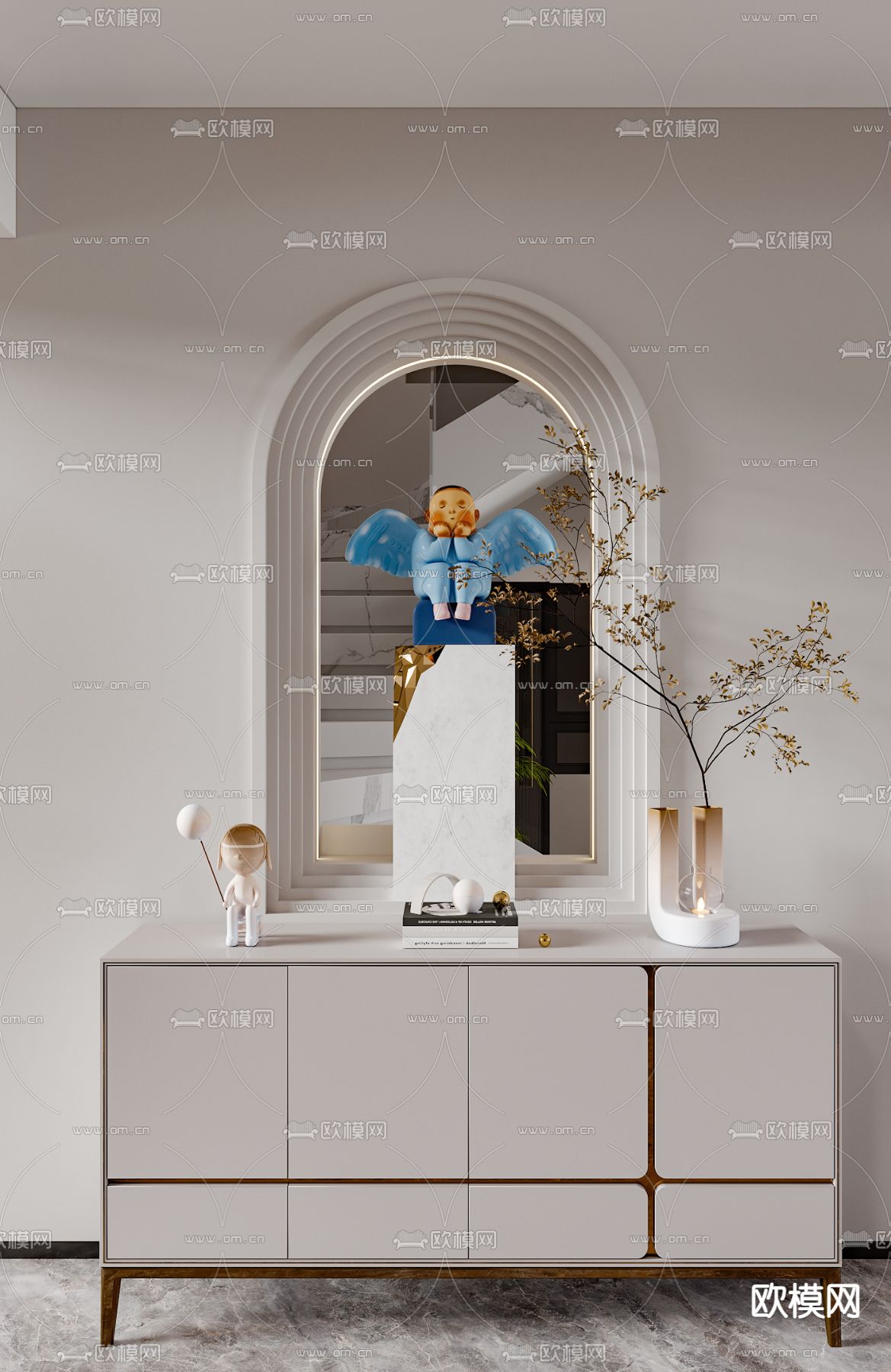 别墅大堂 挑空客厅3d模型下载（渲染图4）