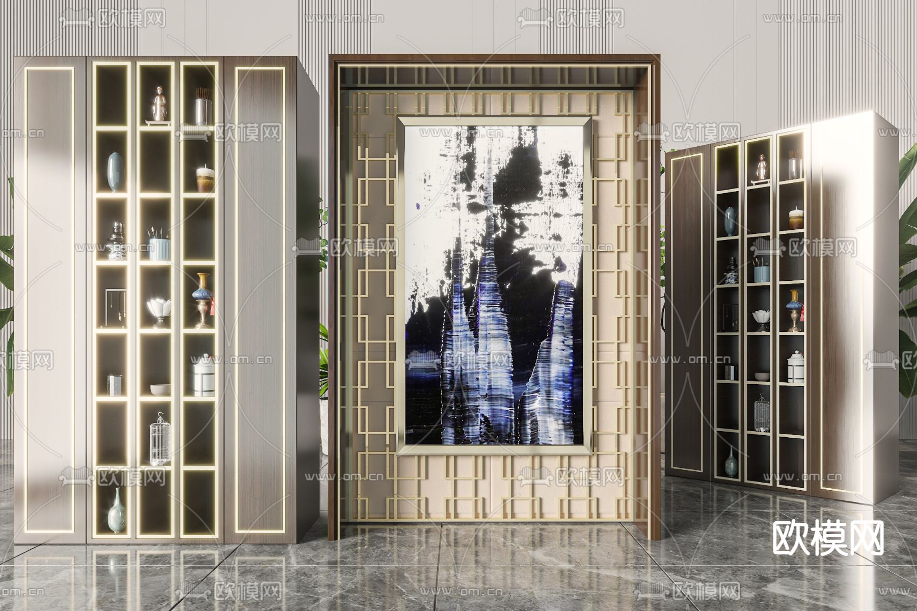 博古架 茶柜 陈列柜3d模型下载
