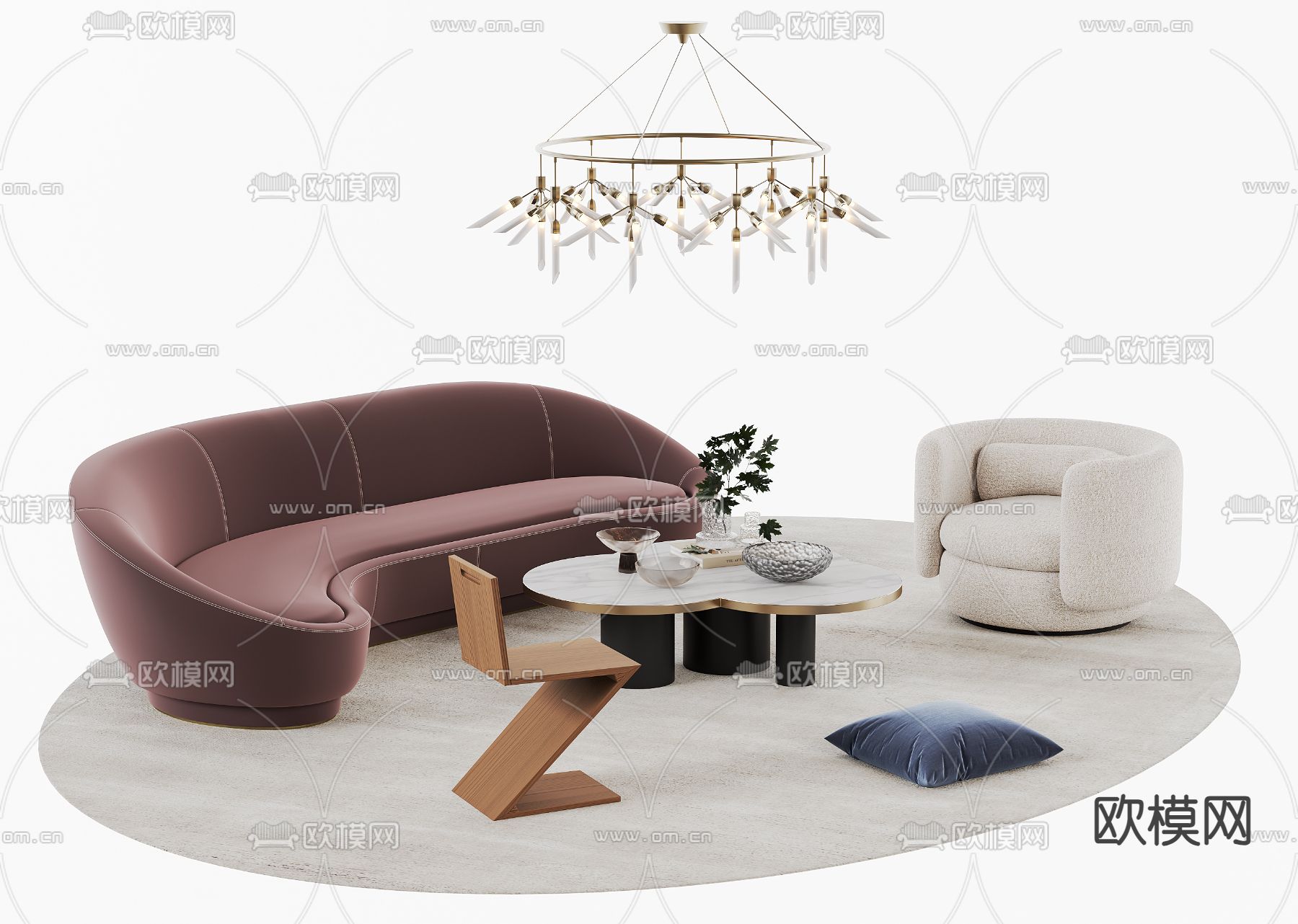 弧形沙发 组合沙发3d模型下载