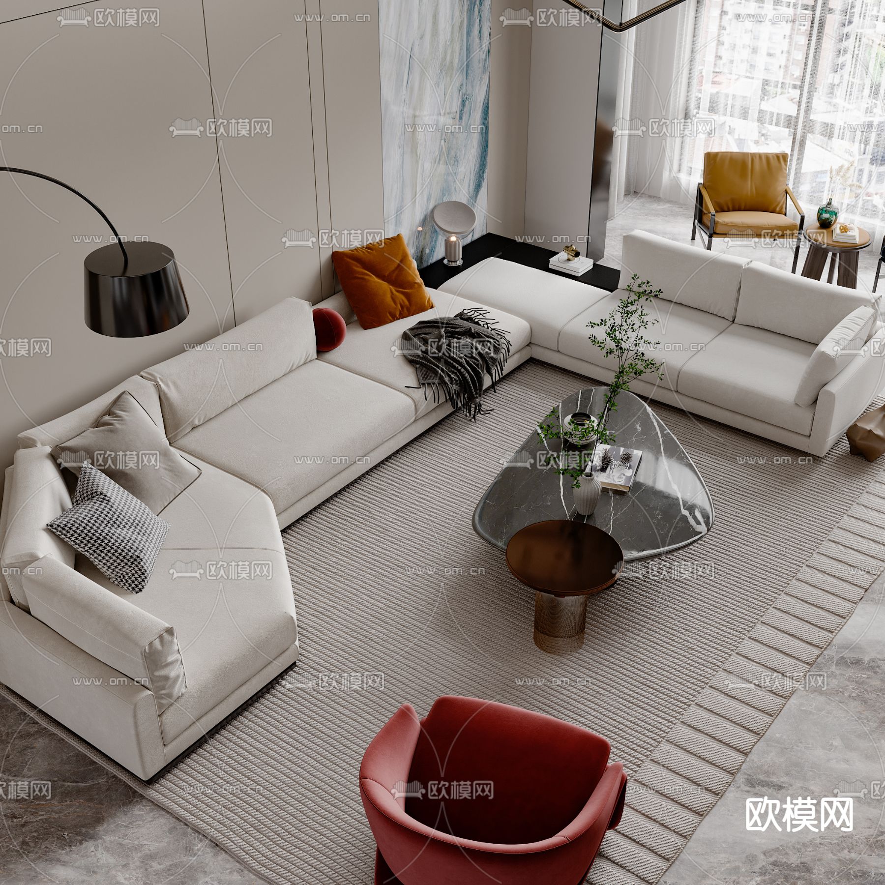 别墅大堂 挑空客厅3d模型下载（渲染图5）