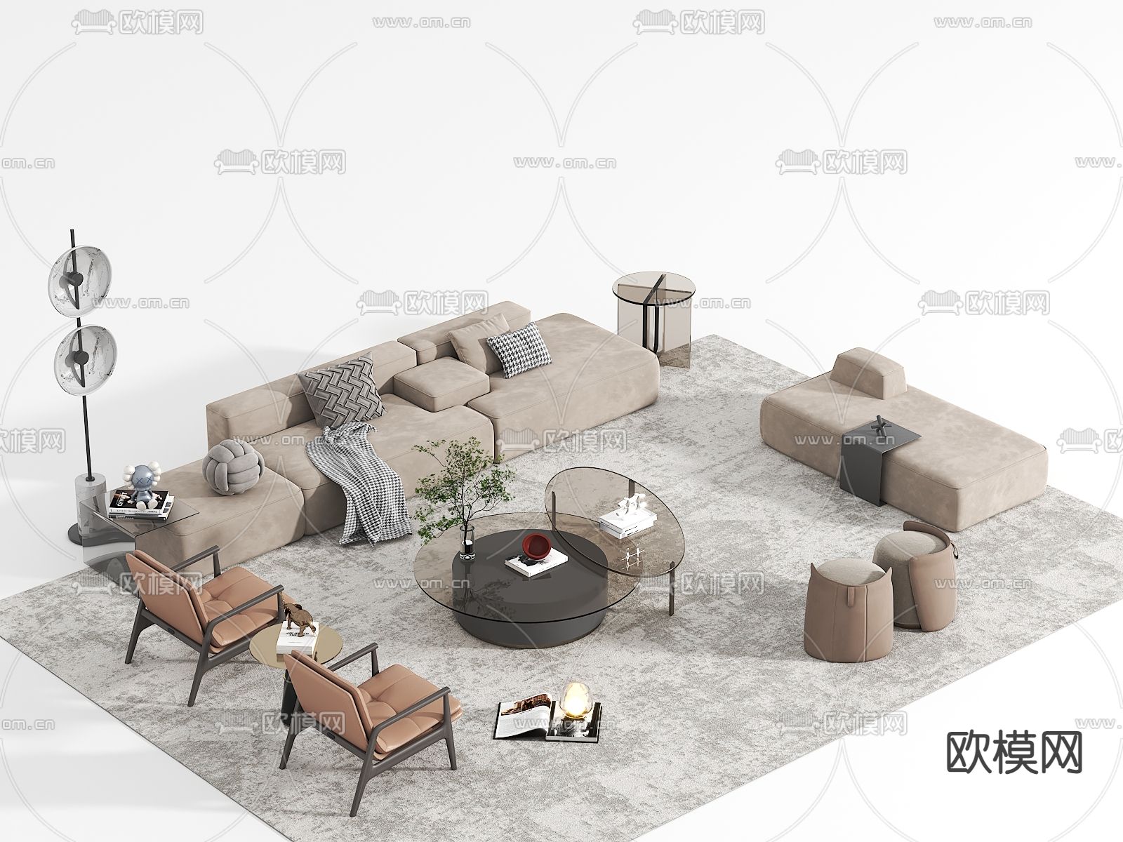 软体沙发 组合沙发3d模型下载