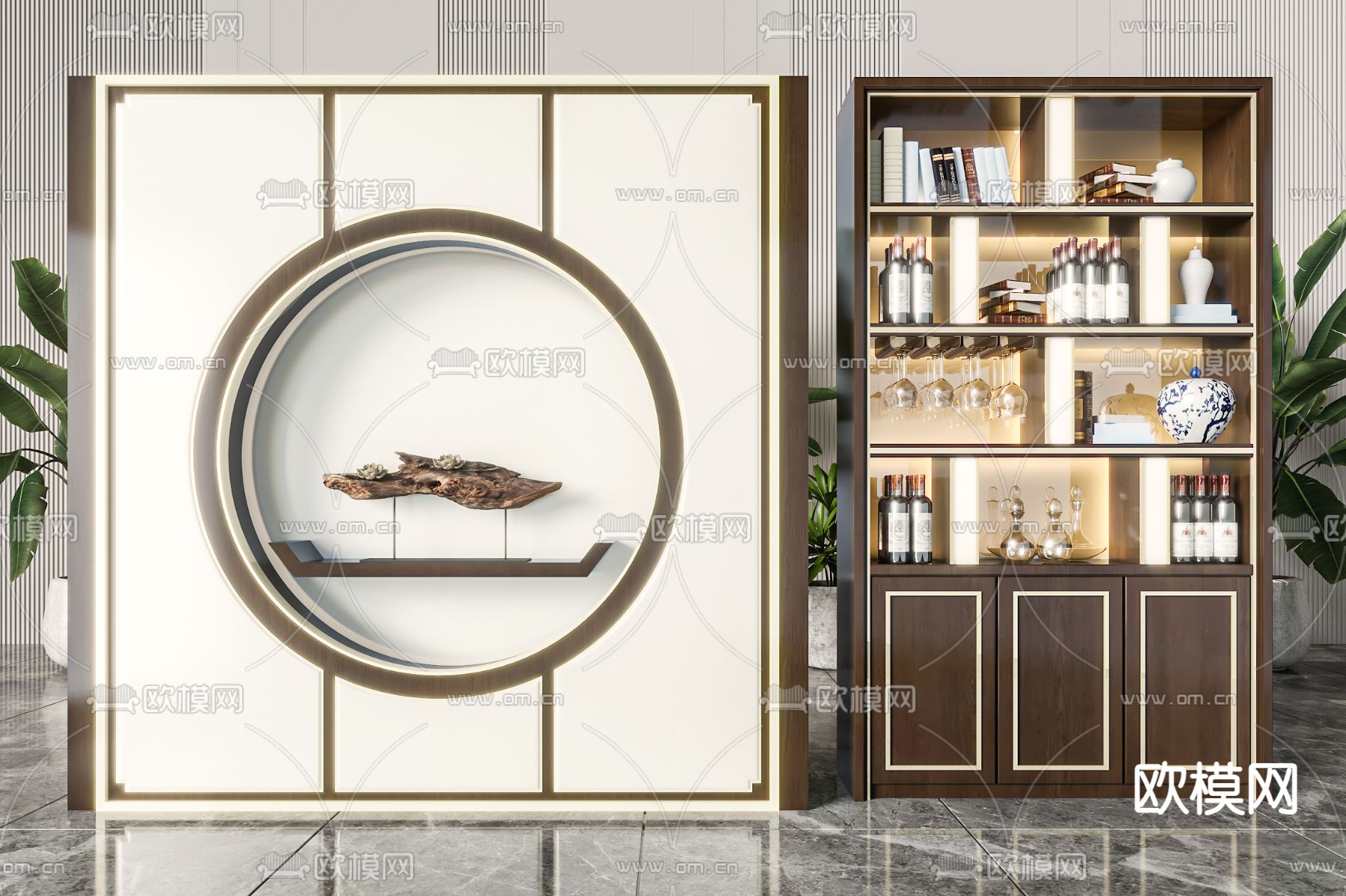 博古架 茶柜 陈列柜 酒柜3d模型下载
