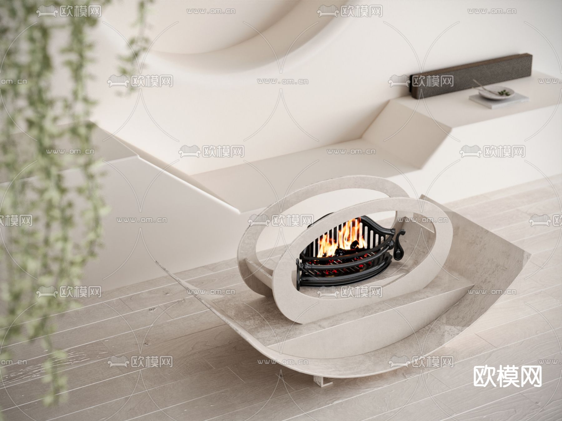 壁炉 火炉 电子火焰3d模型