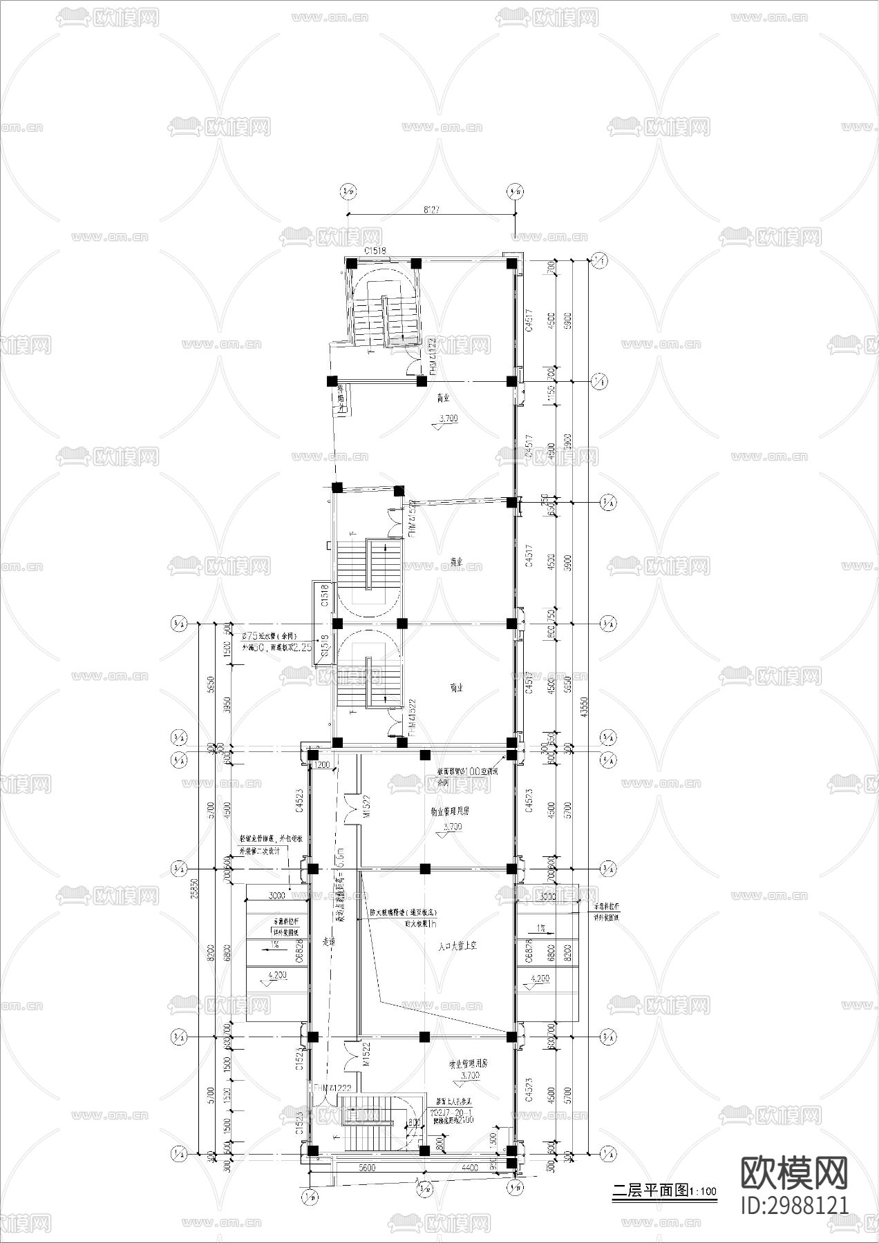 沿街商业及小区大堂入口cad施工图下载（渲染图2）