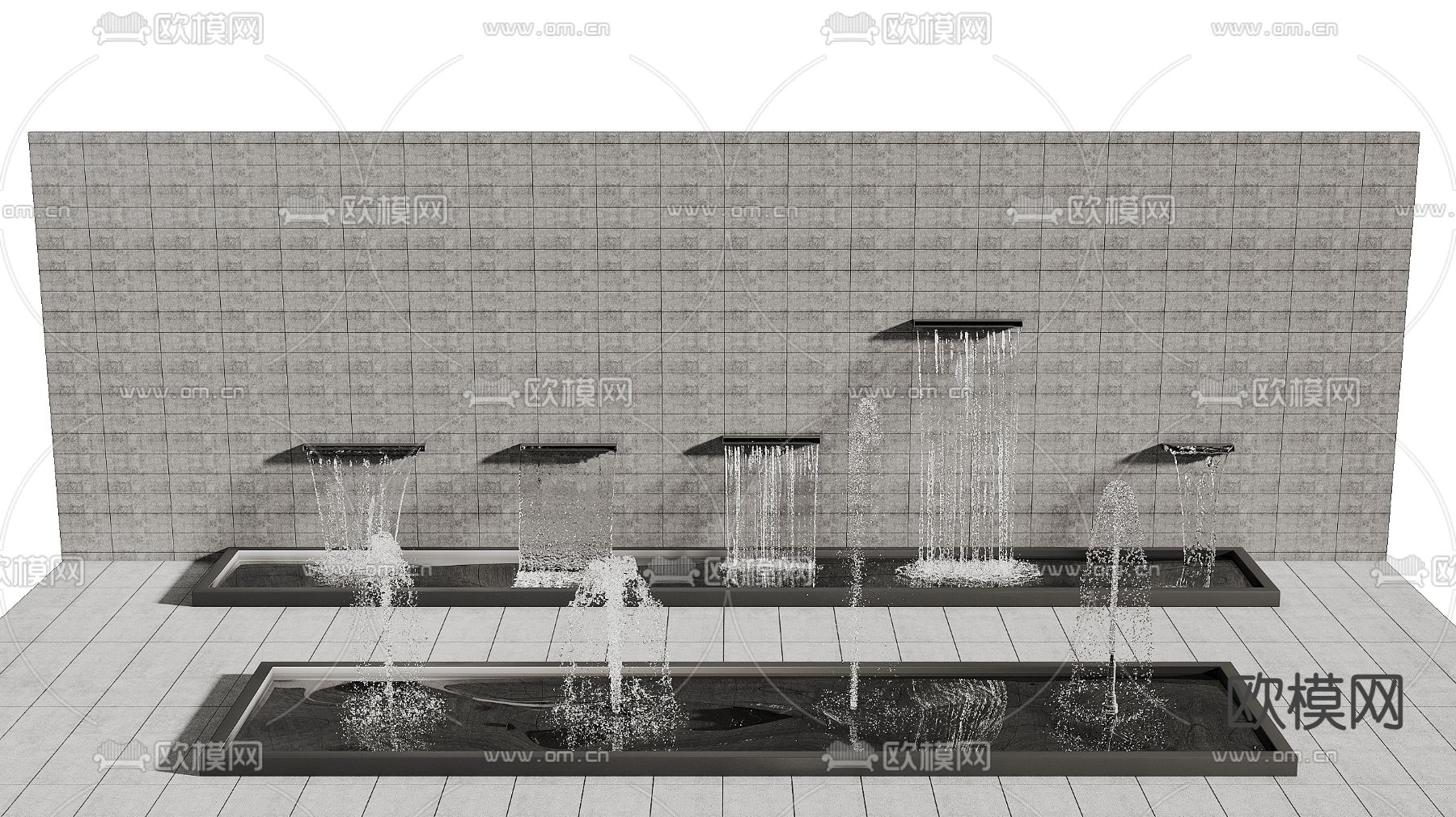 流水景观 喷泉流水 水幕3d模型下载