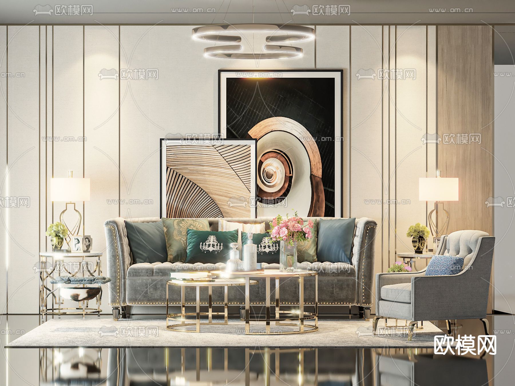 现代组合沙发3d模型下载