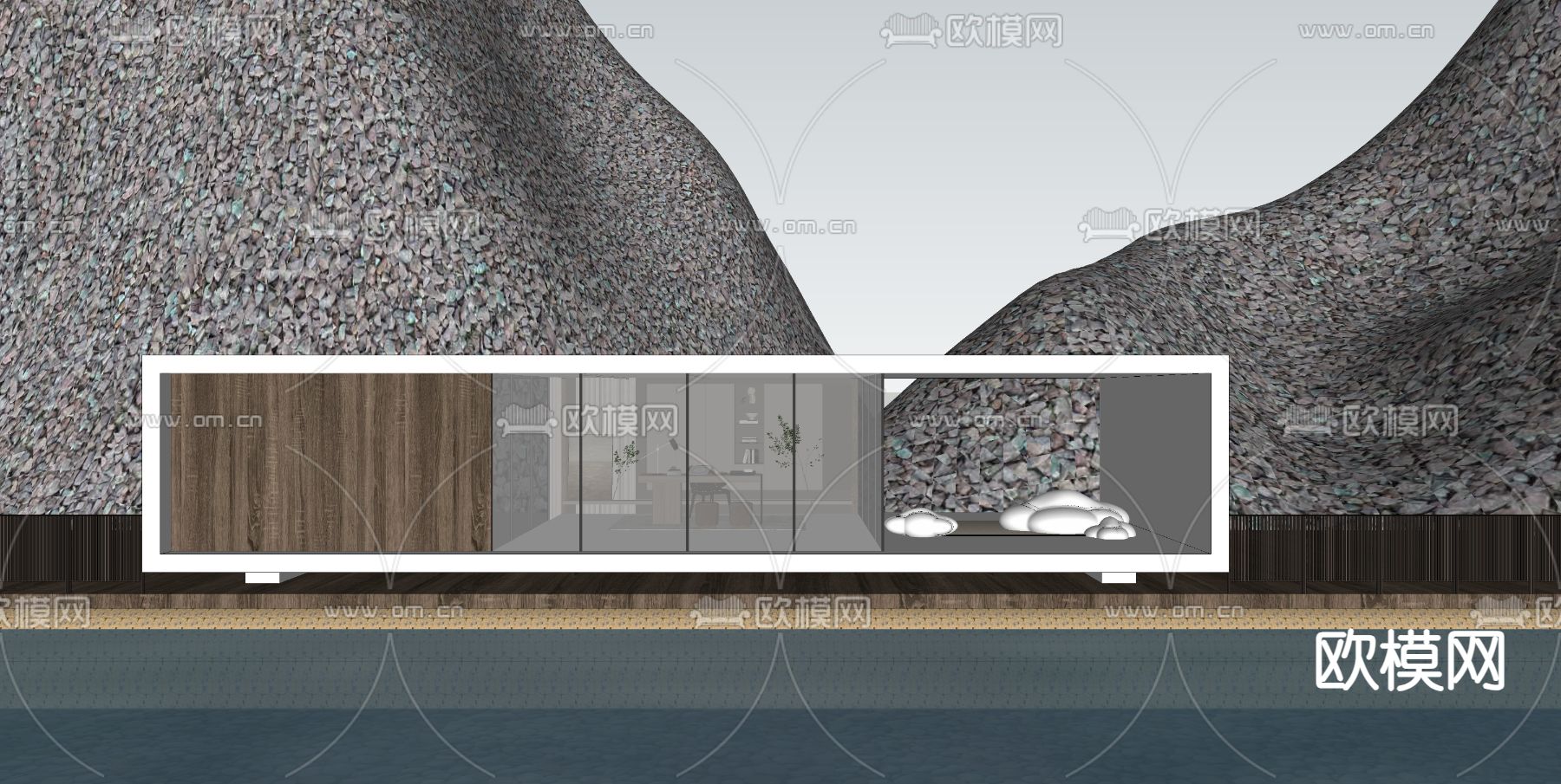 滨水建筑 廊亭su模型下载（渲染图2）