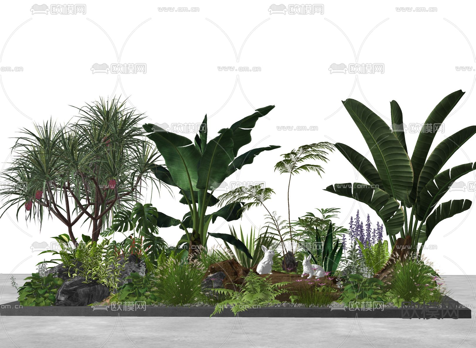 绿植堆 花草花境su模型下载（渲染图1）