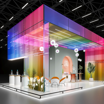  化妆品展厅 展台su模型 