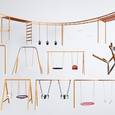 户外秋千 吊椅 儿童秋千su模型 