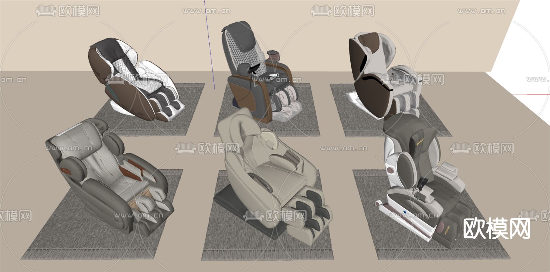现代按摩椅su模型下载（渲染图1）