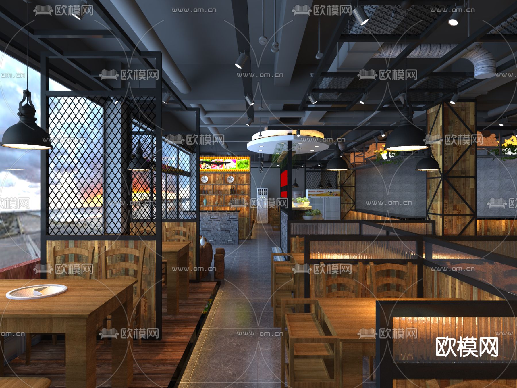 工业风火锅店免费3d模型