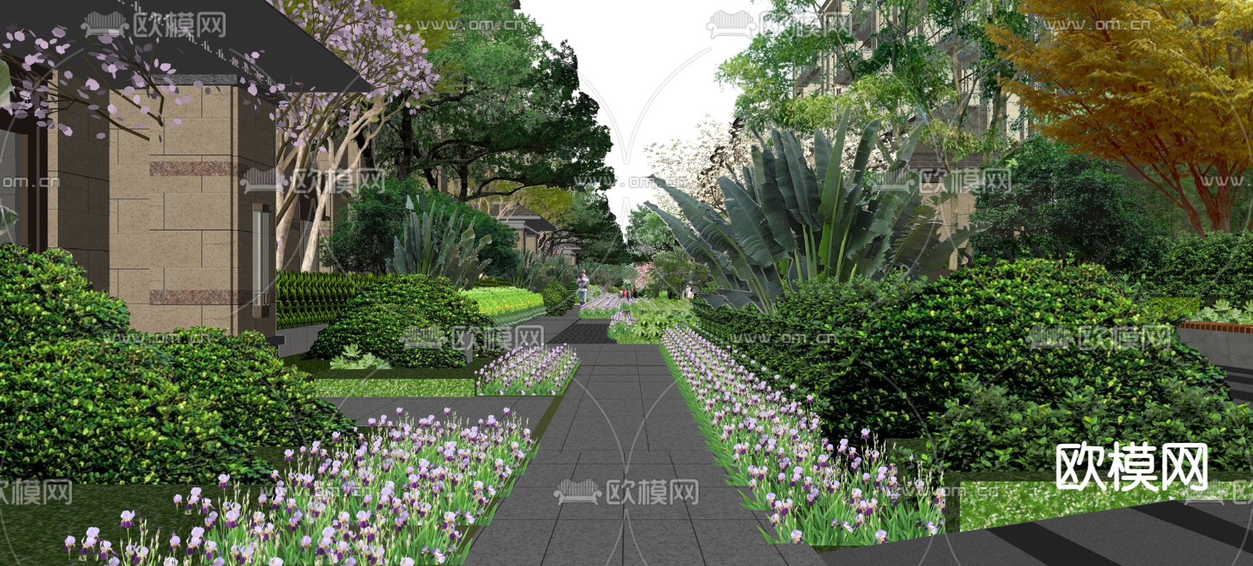 小区园林景观su模型下载（渲染图2）