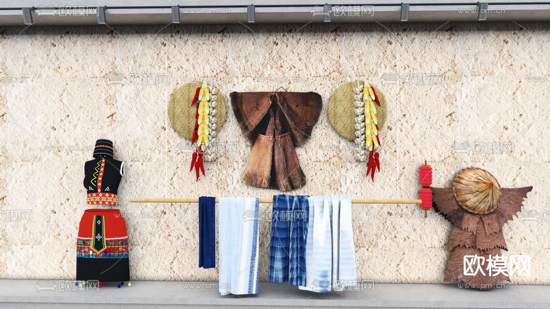 乡村农耕小品 农家乐小品su模型下载（渲染图1）