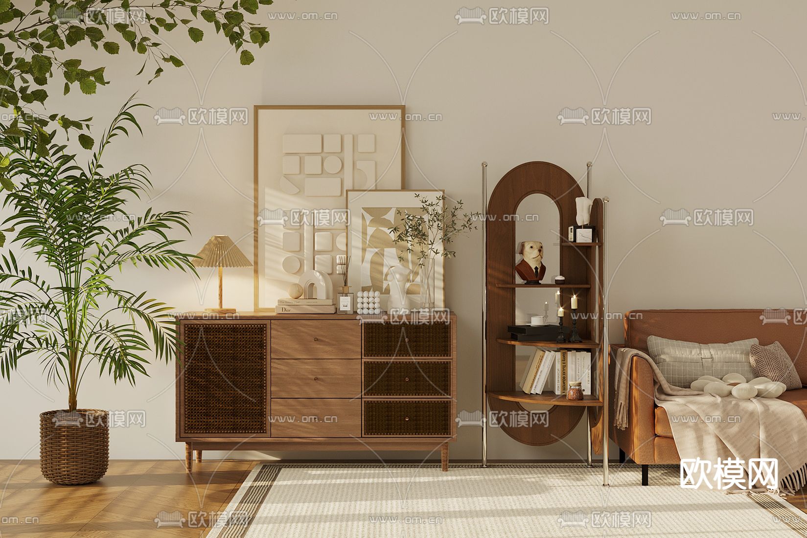 北欧边柜 斗柜su模型下载（渲染图1）