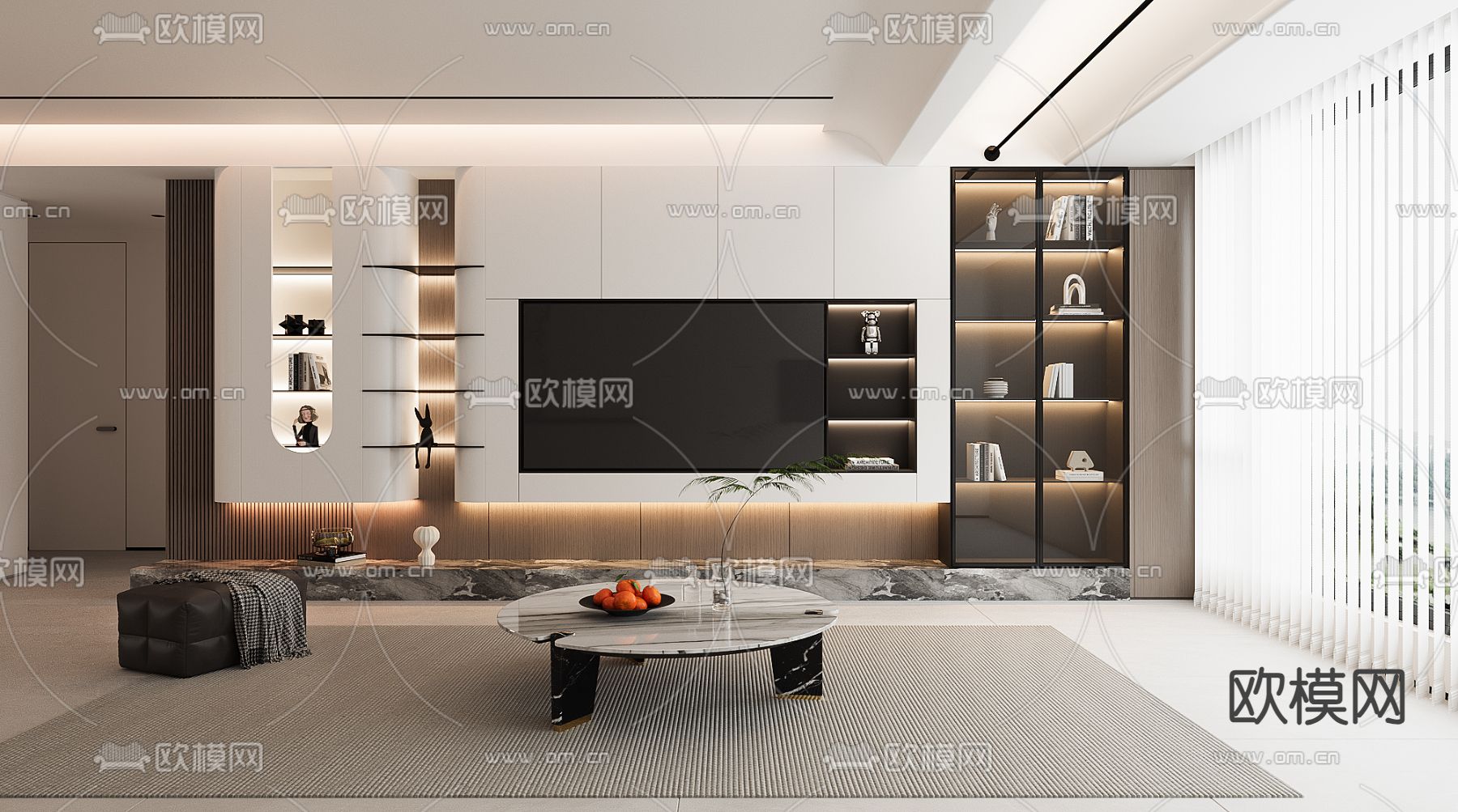 电视背景墙3d模型下载