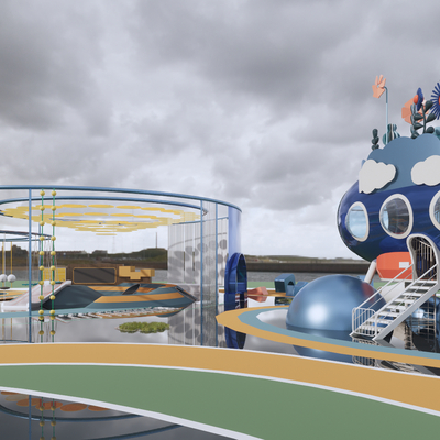  太空主题 儿童活动区su模型 