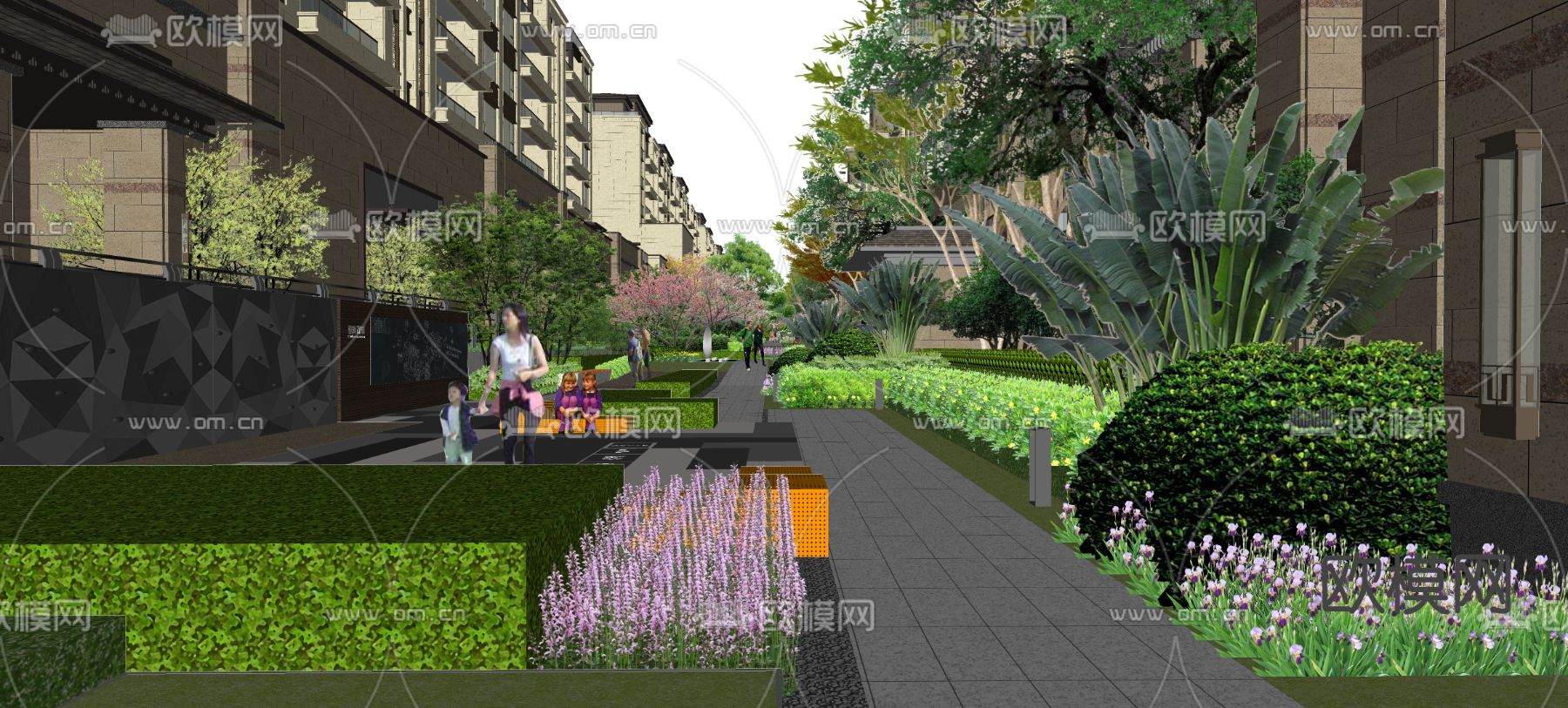 小区园林景观su模型下载（渲染图3）