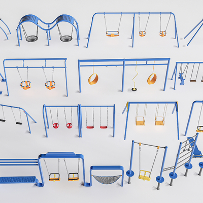  户外秋千 吊椅 儿童秋千su模型 