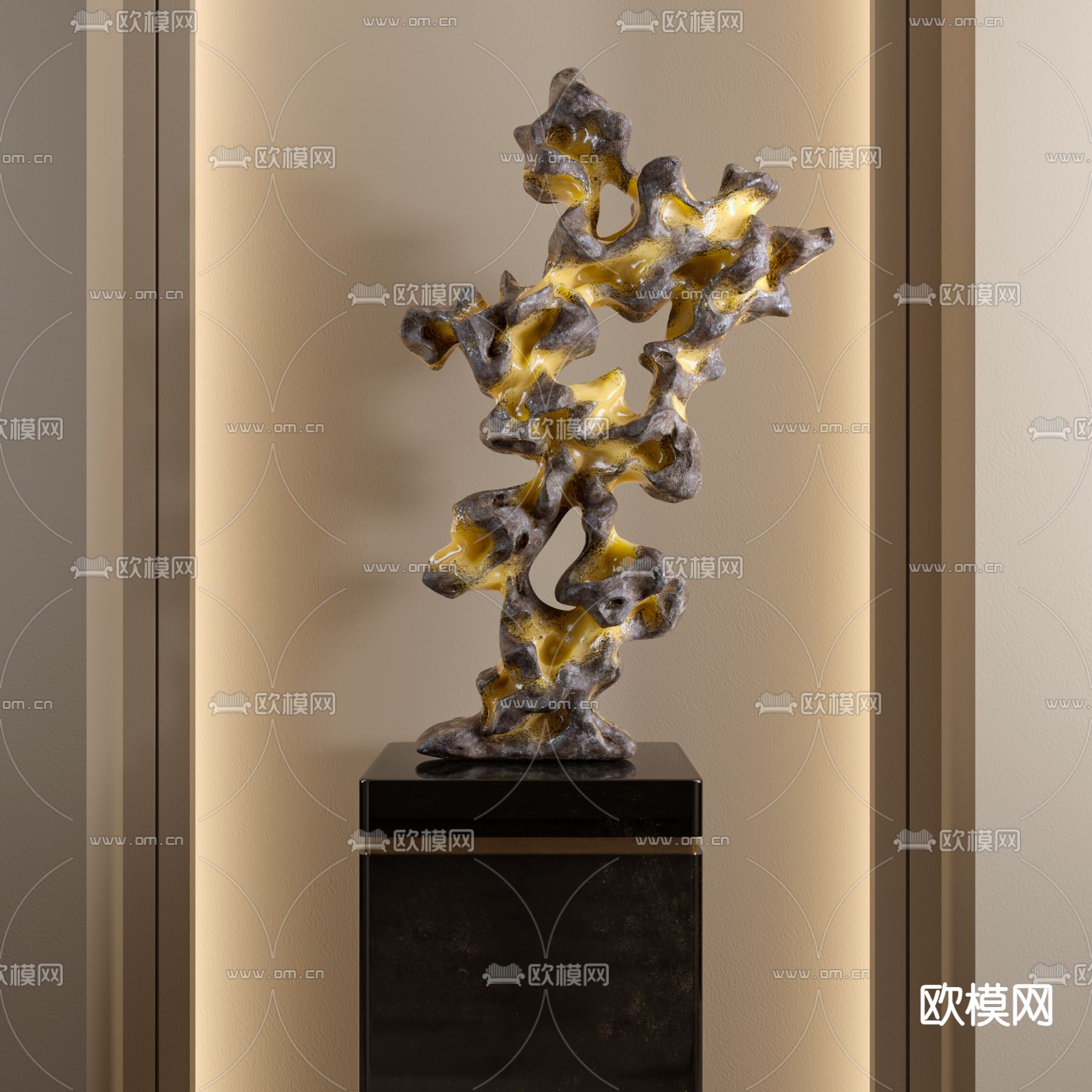 玉石雕塑 太湖石 摆件su模型下载（渲染图1）