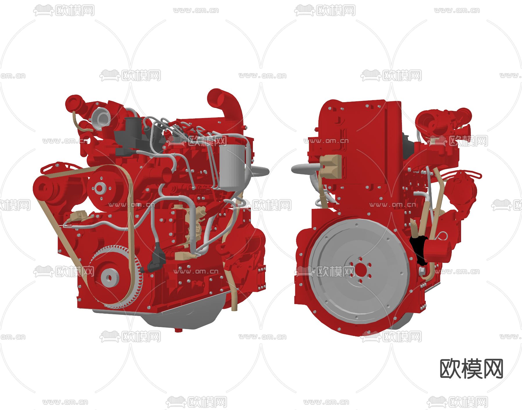 现代汽车发动机su模型下载（渲染图1）