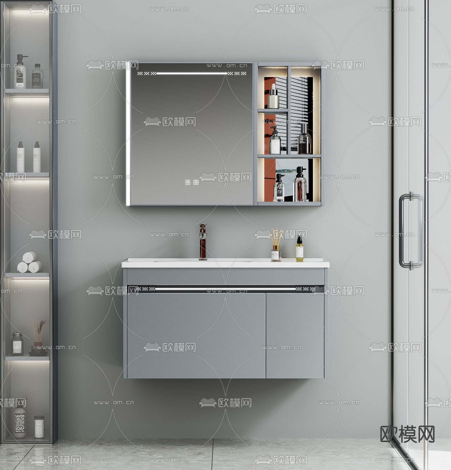 现代浴室柜 洗手台 洗手盆3d模型下载