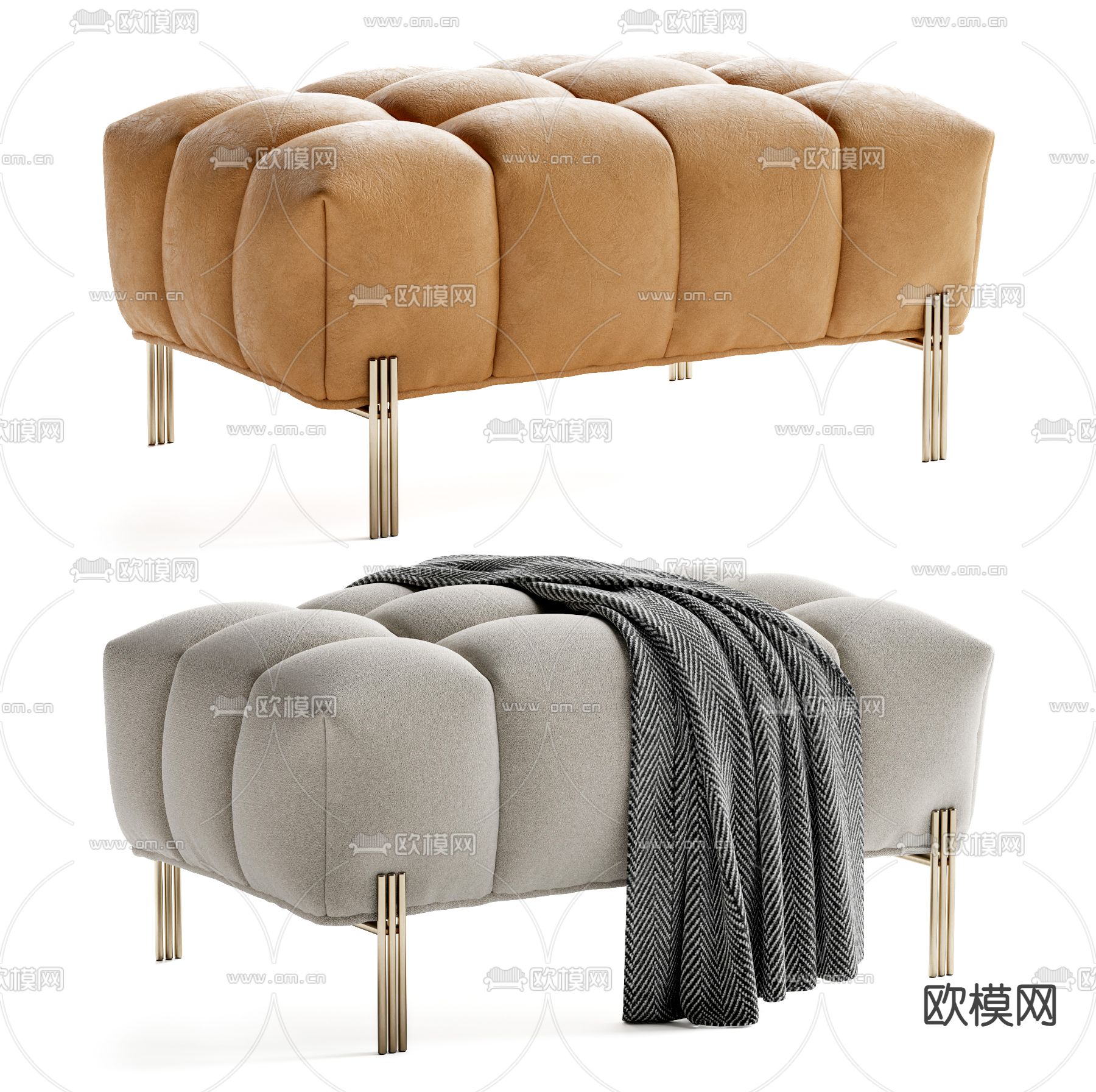 沙发凳 床尾凳su模型下载（渲染图2）