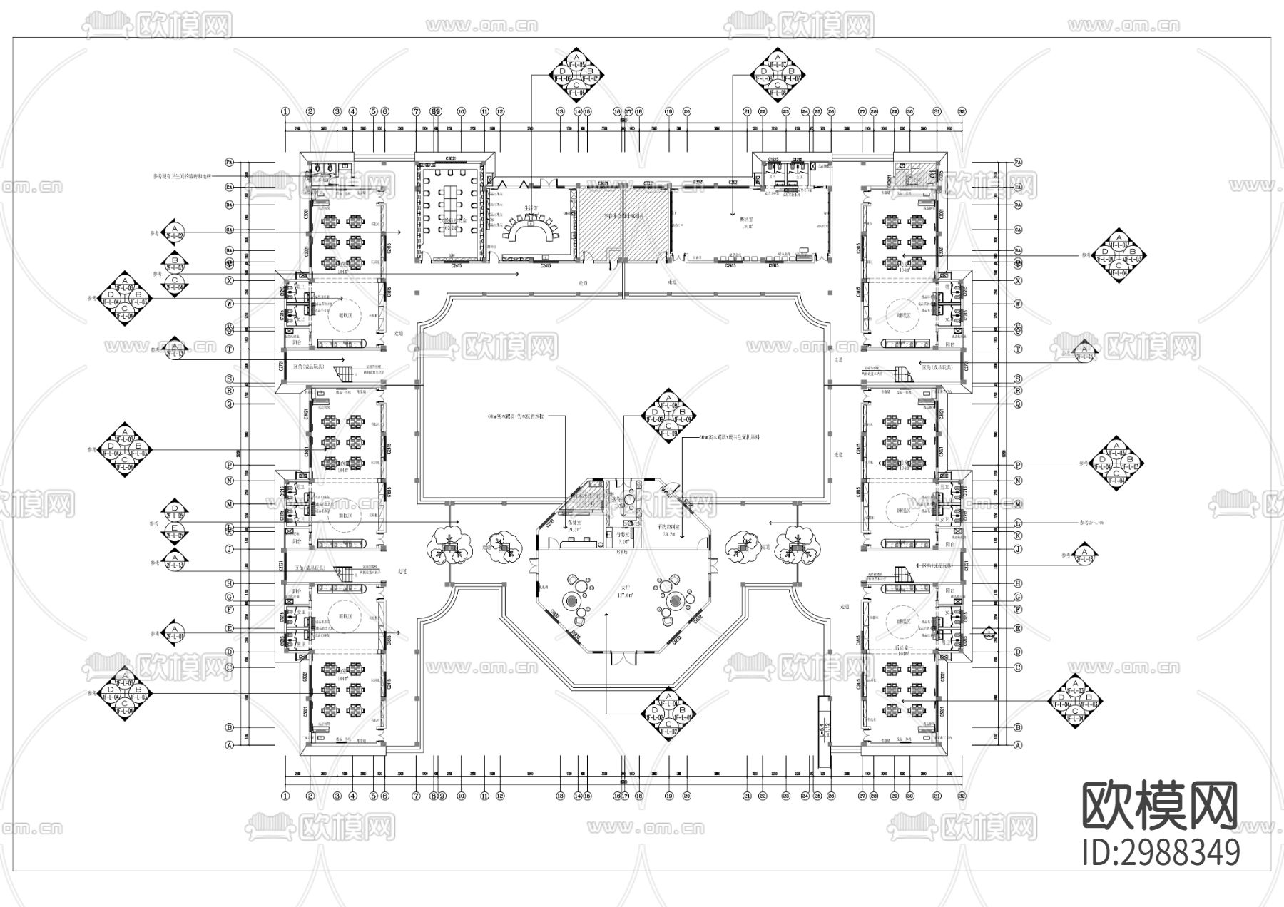 幼儿园室内外装修工程cad施工图下载（渲染图4）