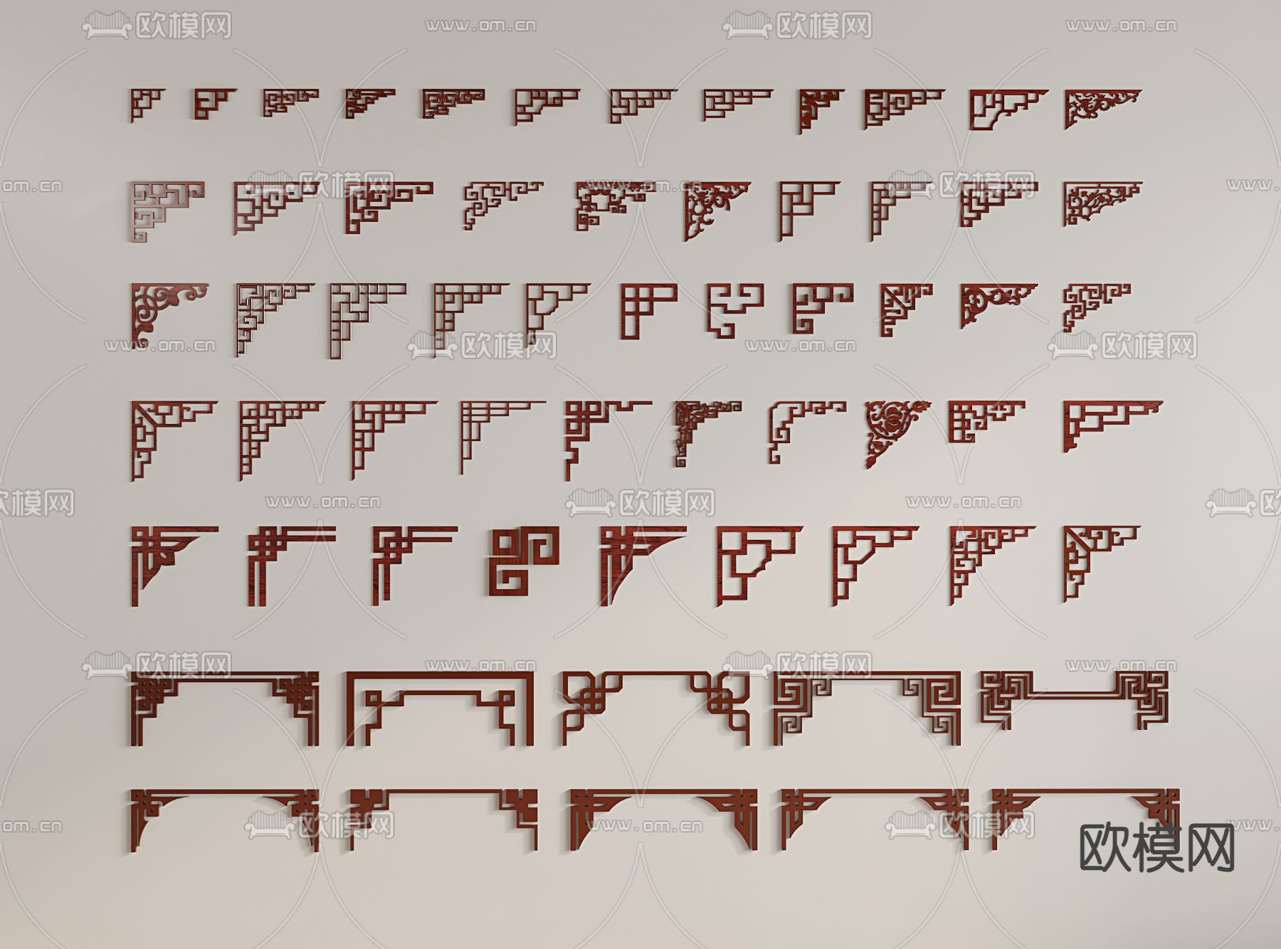 中式角花 雕花 角线 檐线 线条su模型下载（渲染图1）