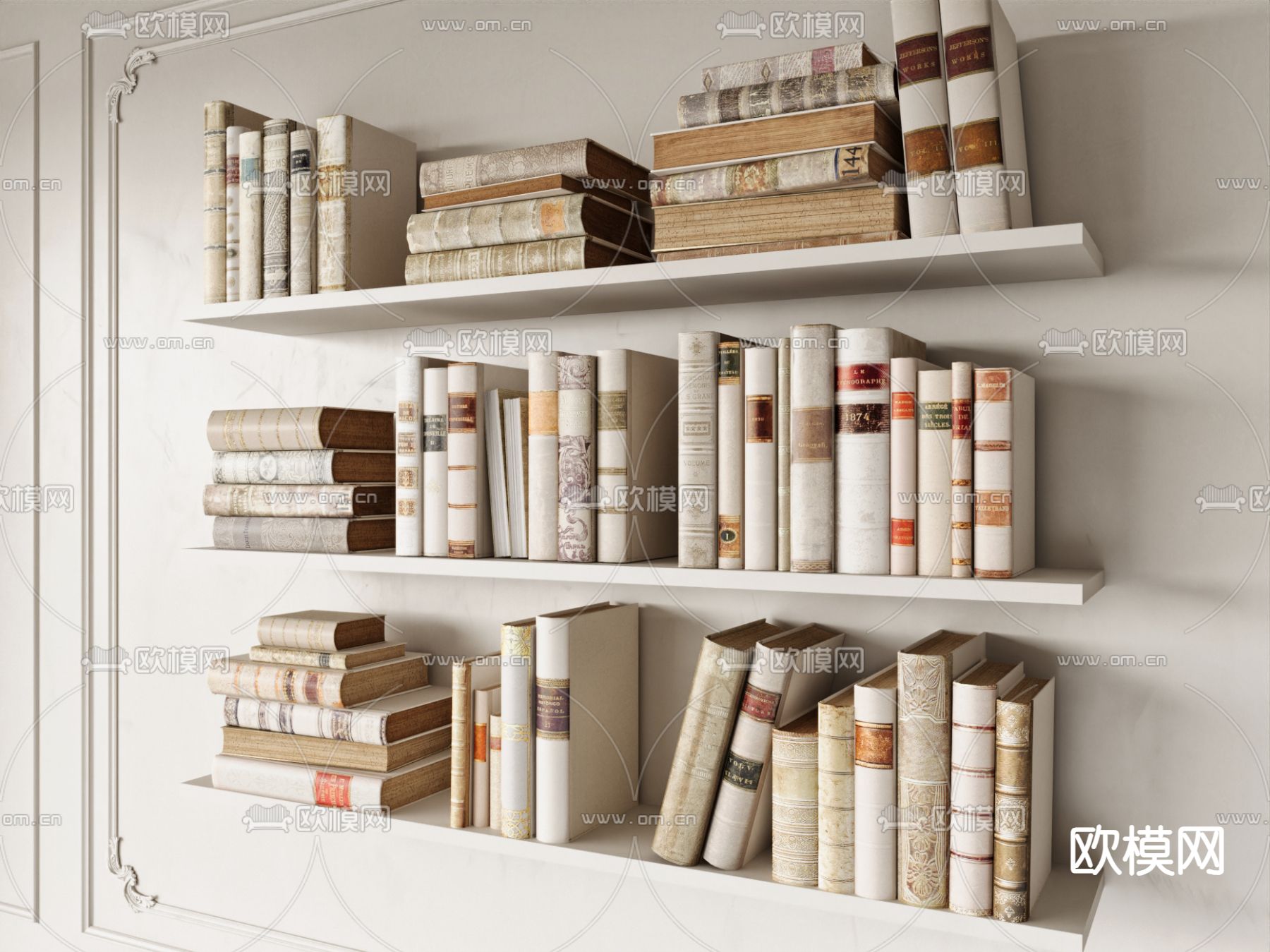 简欧书本 书籍 英文书su模型下载（渲染图1）