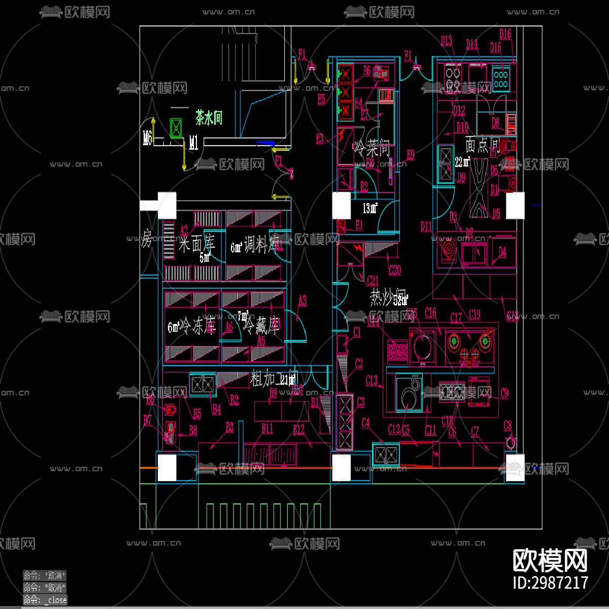 厨房cad平面图下载