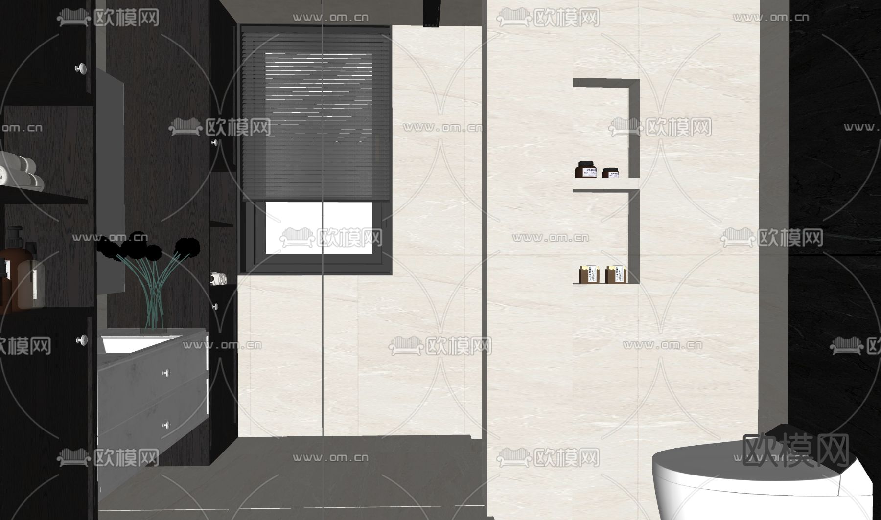 现代卫生间 浴室 洗手间su模型下载（渲染图2）