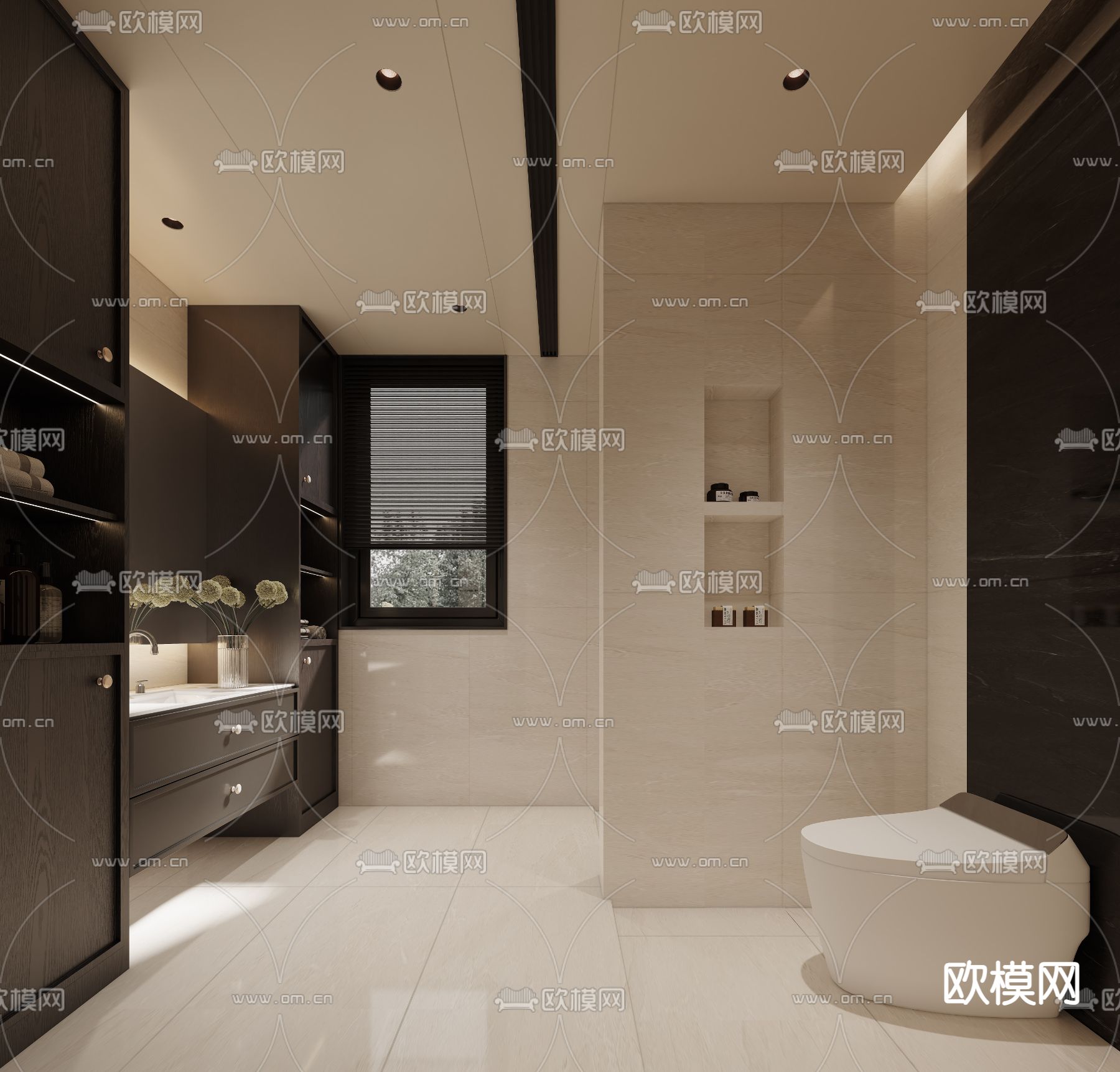 现代卫生间 浴室 洗手间su模型下载（渲染图1）