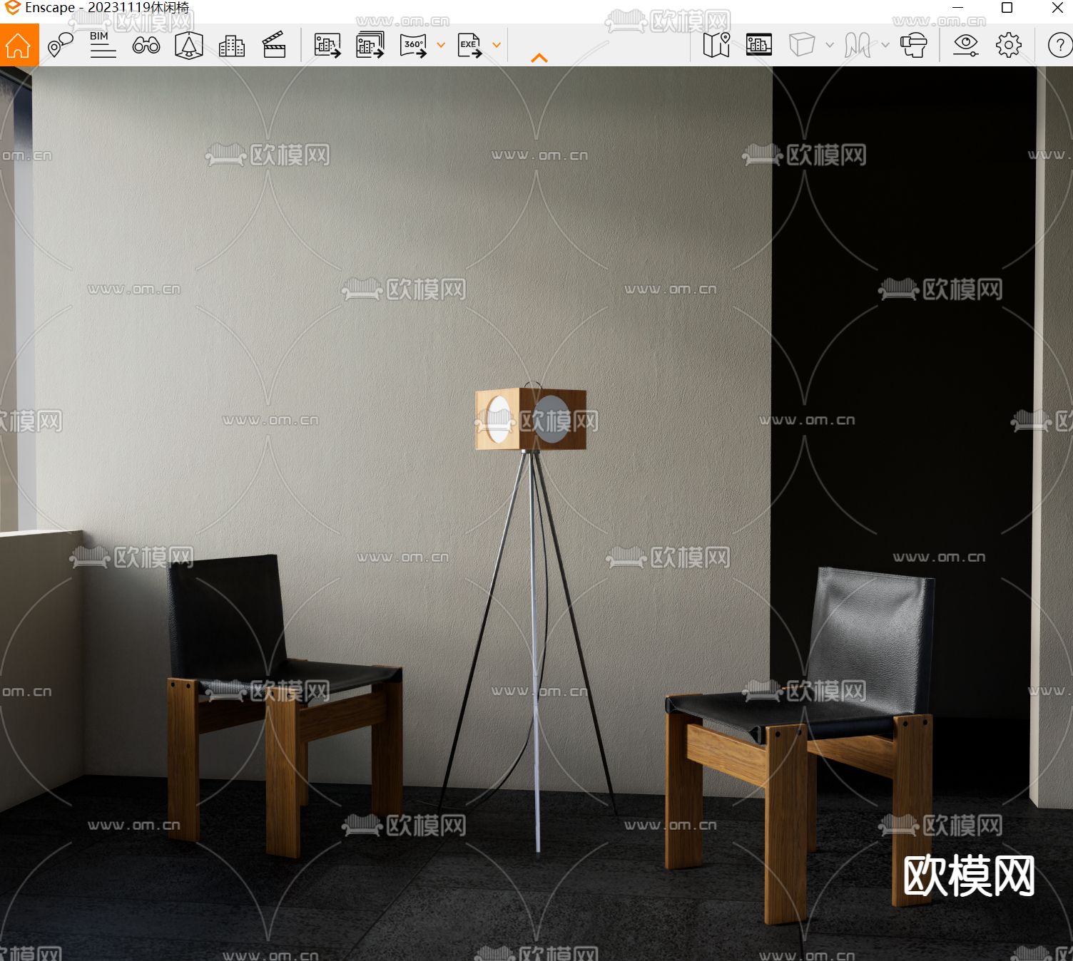 中古风餐椅 椅子su模型下载（渲染图2）